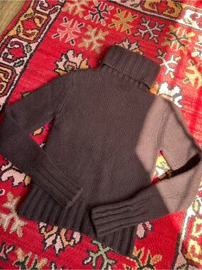 Burberry Brown Ribbed Turtleneck Sweater